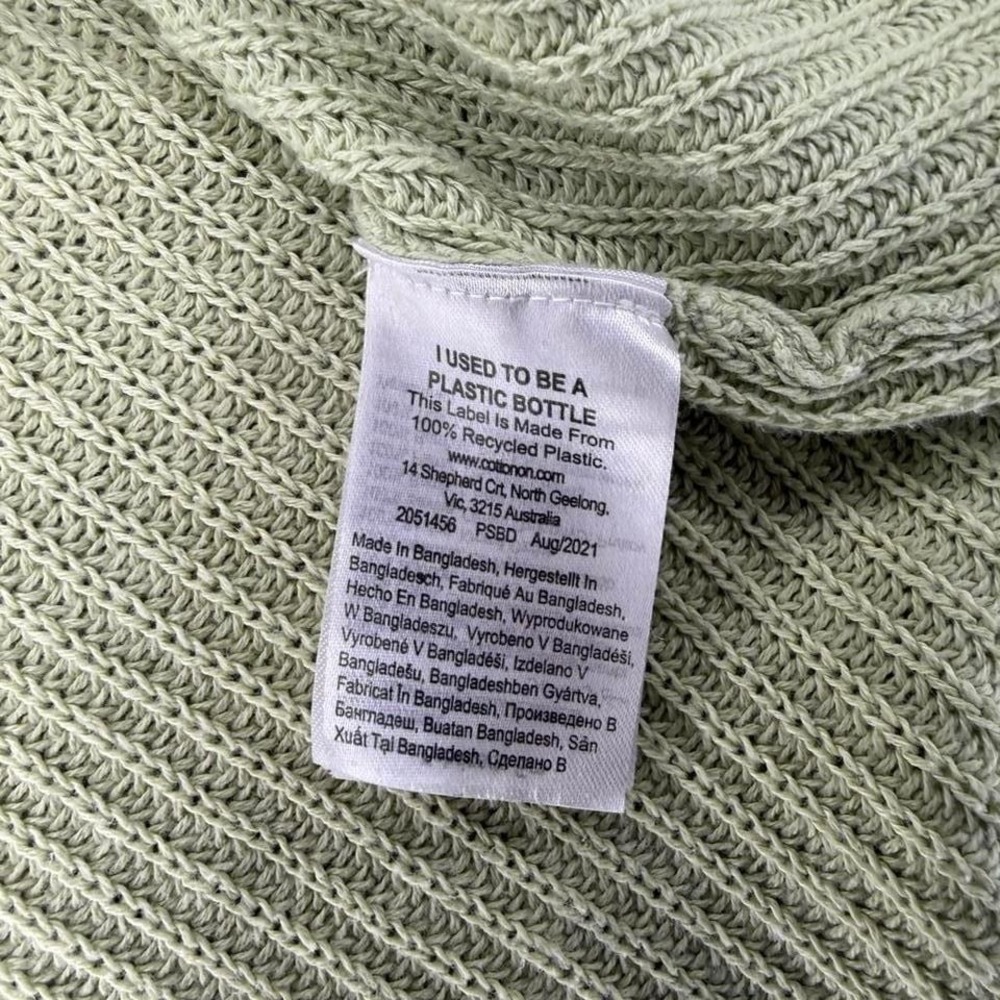 Cotton On Sage Green Chunky Knit Open Front Cardigan Balloon Sleeve Small - Picture 6 of 6